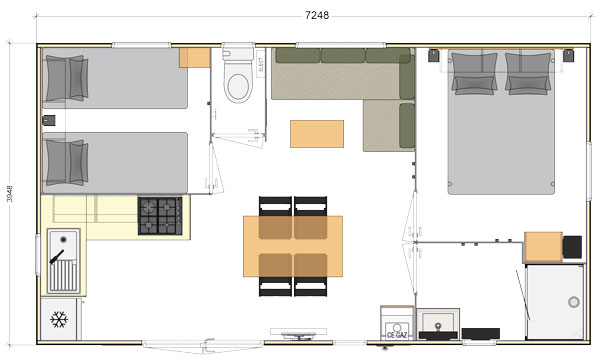 plan mobil home ENZO 28 m²